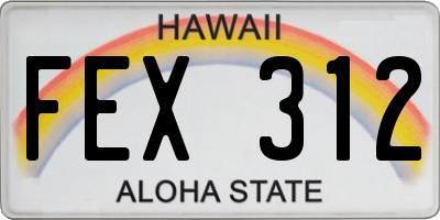 HI license plate FEX312