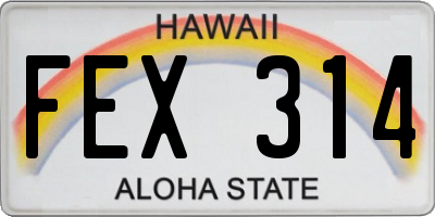 HI license plate FEX314