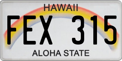 HI license plate FEX315