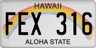 HI license plate FEX316