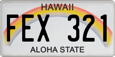 HI license plate FEX321