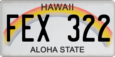 HI license plate FEX322