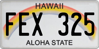 HI license plate FEX325