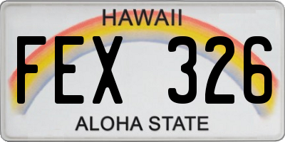 HI license plate FEX326