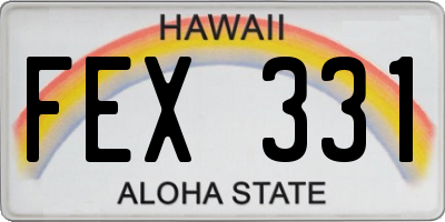 HI license plate FEX331