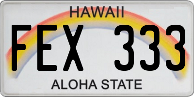HI license plate FEX333