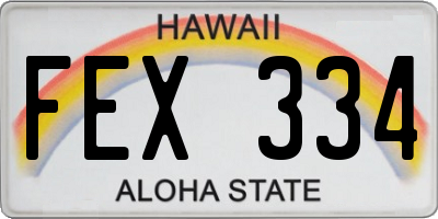 HI license plate FEX334