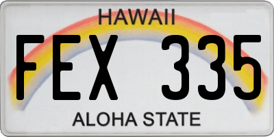 HI license plate FEX335