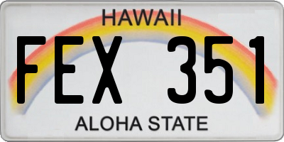 HI license plate FEX351