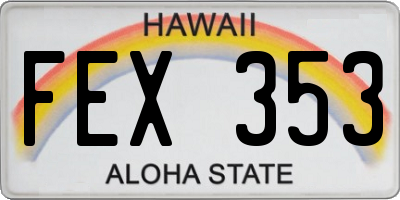 HI license plate FEX353