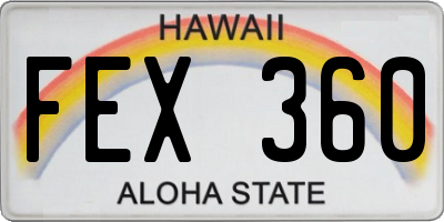 HI license plate FEX360