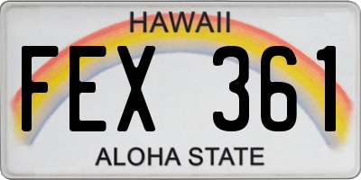 HI license plate FEX361