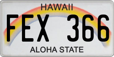 HI license plate FEX366