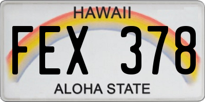 HI license plate FEX378