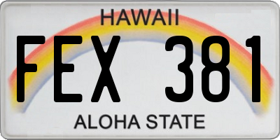 HI license plate FEX381