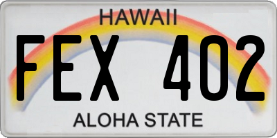 HI license plate FEX402