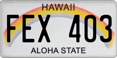HI license plate FEX403