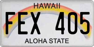 HI license plate FEX405