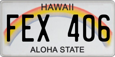 HI license plate FEX406