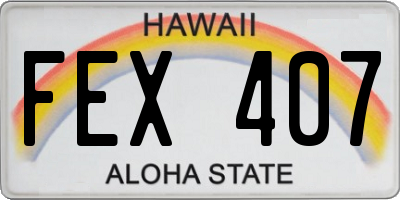 HI license plate FEX407