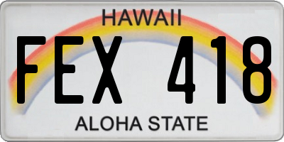 HI license plate FEX418