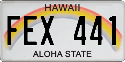 HI license plate FEX441