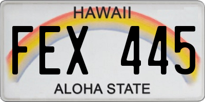 HI license plate FEX445