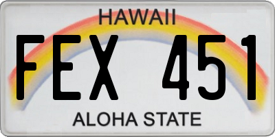 HI license plate FEX451