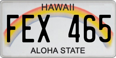 HI license plate FEX465