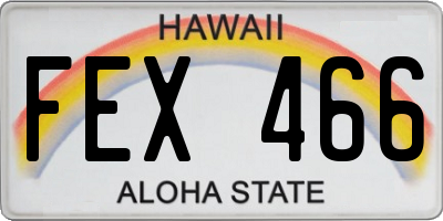 HI license plate FEX466