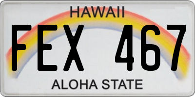 HI license plate FEX467