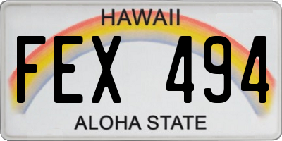 HI license plate FEX494