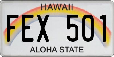 HI license plate FEX501