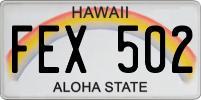 HI license plate FEX502