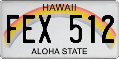HI license plate FEX512
