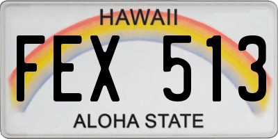 HI license plate FEX513