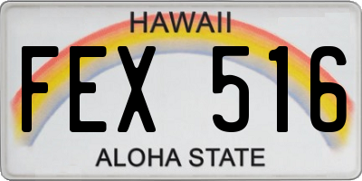 HI license plate FEX516