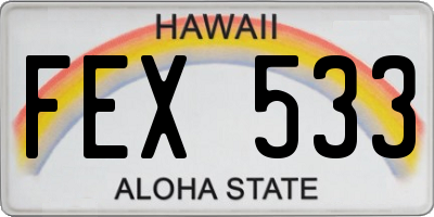 HI license plate FEX533