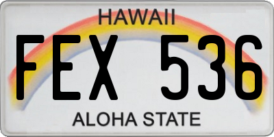 HI license plate FEX536