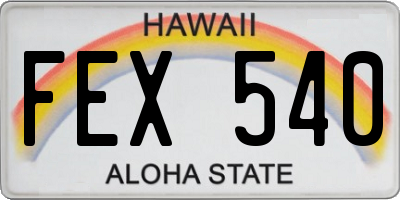 HI license plate FEX540
