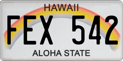 HI license plate FEX542