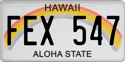 HI license plate FEX547