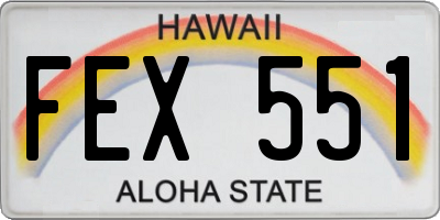 HI license plate FEX551
