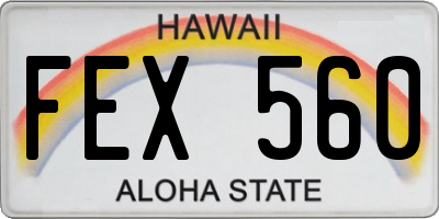 HI license plate FEX560