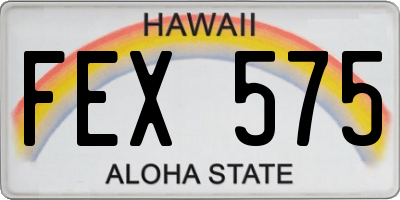 HI license plate FEX575