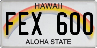HI license plate FEX600