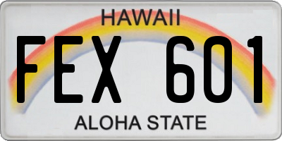 HI license plate FEX601