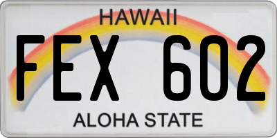 HI license plate FEX602