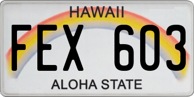 HI license plate FEX603