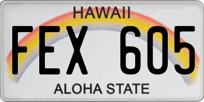 HI license plate FEX605